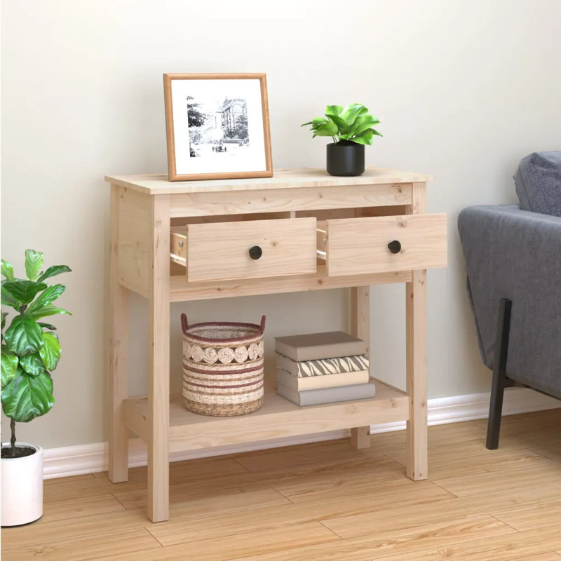 Kitrick Solid Wood Console Table, 75 H x 75 W x 35 D cm, Brown