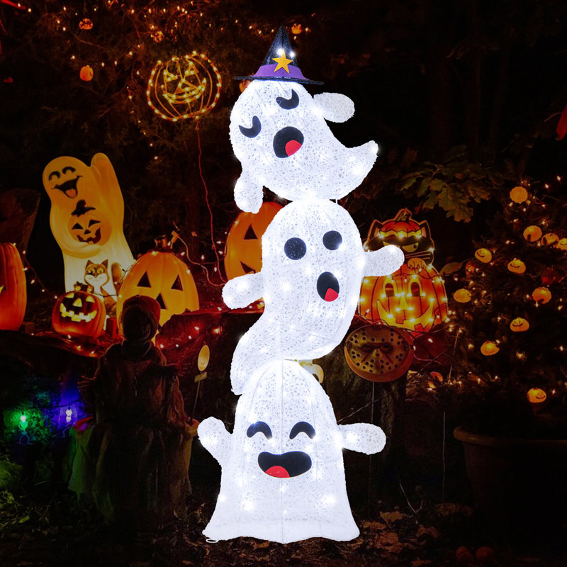 48" H LED Lighted Stacked Ghosts Inflatable