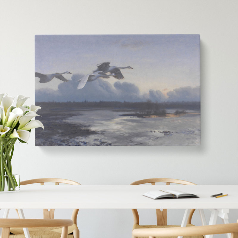 Swans In Flight Vol.1 by Bruno Liljefors - Wrapped Canvas, 35cm H x 60cm W x 3cm D