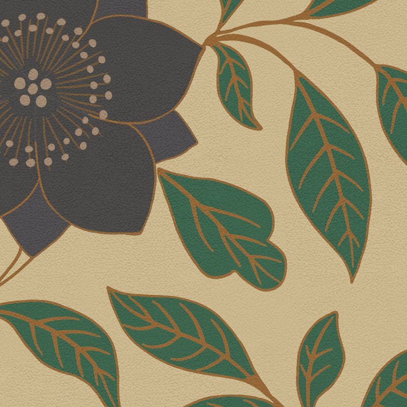Haxtun Vinyl Floral Indoor Rug, Runner 2'6" x 8'