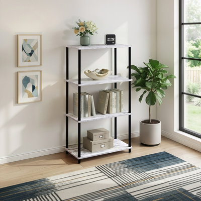 Corsi 4-Shelf Wood and Metal Etagere Bookcase - White