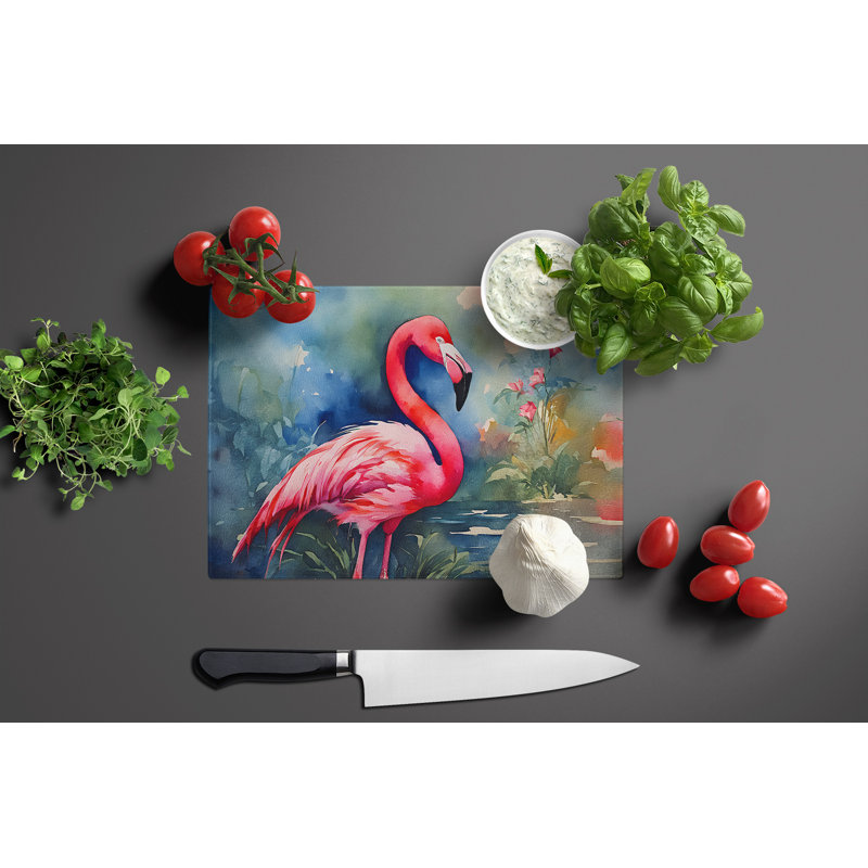 Flamingo Glass Cutting Board Large