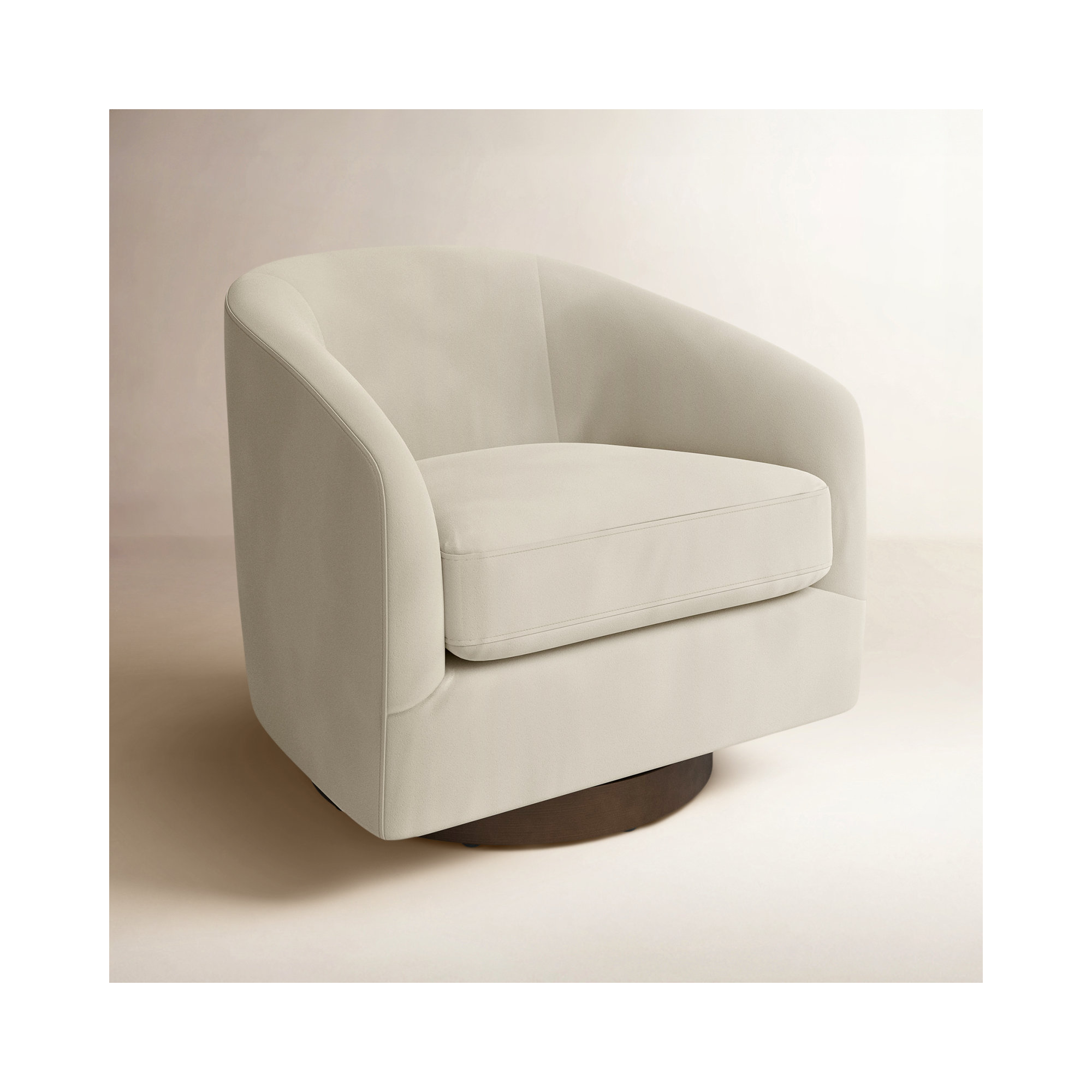 Bennett Upholstered Swivel Barrel Chair, Bella Beach Performance Velvet