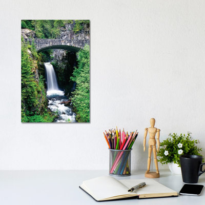 Stone Bridge Passes Over Christine Falls, Mt. Rainier National Park, Washington, USA - Wrapped Canvas Print