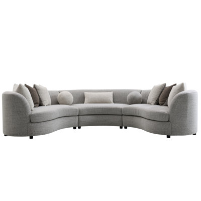 Confortable canapé modulaire gris Boucle - incurvé et 9 coussins pour un espace de détente élégant