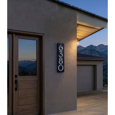 Vertical Backlit Modern Address Plaque (4" Numbers - 2 Characters) - Roman Bronze/Brushed Aluminum