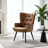 Nalupatio Faux Leather Wingback Chair Mid-century Armchair, PU Leather Upholstered Tufted Button Chairs, Living Room Reading Wingback Armchair, Side Chair for Living Room Bedroom, Brown-416673640