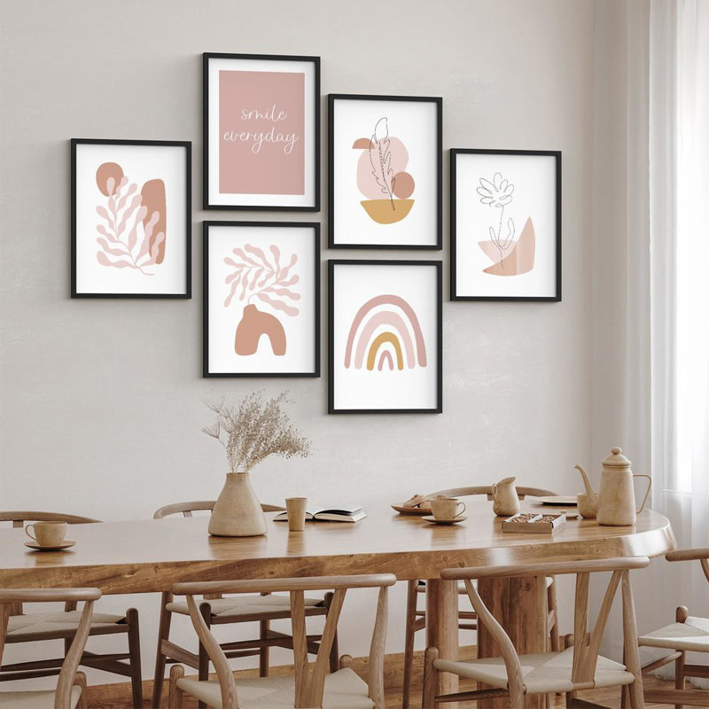 Décoration murale encadrée, ensemble d'inspiration boho abstraite et minimaliste, illustrations modernes et décoratives pour salon, chambre à coucher, bureau
