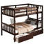Lit superposé en bois d'hévéa avec 2 tiroirs, convertible en 2 lits, lit superposé avec échelle et garde-corps de sécurité,-432318706-432318711