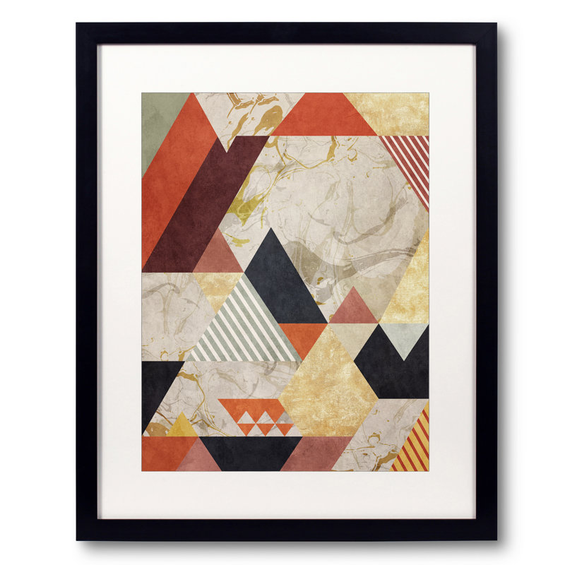 Geometric With Triangles 3 Print by Angel Estevez, Black Framed Paper, 31.25" H x 25.25" W