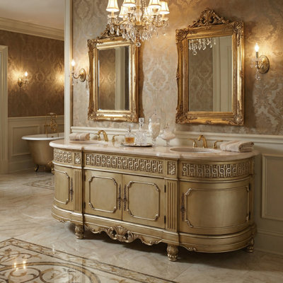 Normandie Platina 84" Wall-Mounted Double Bathroom Vanity