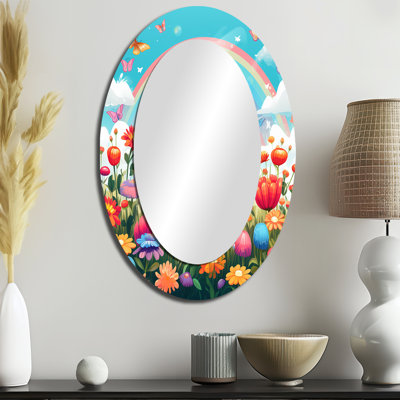 Miroir mural ovale orange monarque papillon
