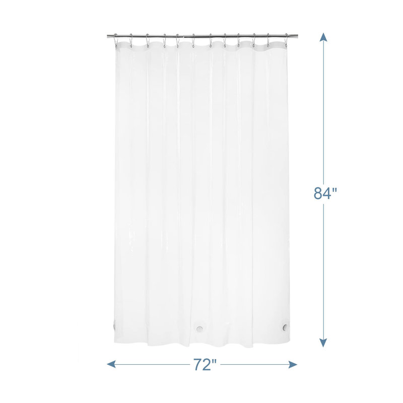 Doublure de rideau de douche robuste de calibre 12, doublure transparente 72 x 84 pouces avec 3 pierres transparentes et 12 œillets, doublure de douche en plastique lestée