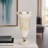 Glass Aluminum Metal Vase Glam Style Single Decorative Accent Piece with Elegant Flared Design and Textured Pedestal Base for Modern Aesthetic and Sophisticated Display in Home Decor Settings-1492409167