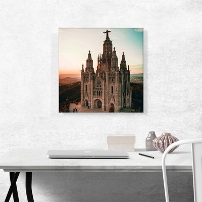 Cathédrale à Barcelone, Espagne, reproduction de photo sur toile tendue