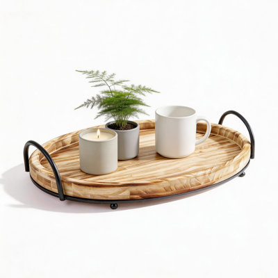 Plateau décoratif polyvalent élégant de 14,57 po de L, plateau de rangement et de service polyvalent, pour la décoration intérieure, la réception, la table basse, le comptoir de cuisine, le meuble-lavabo