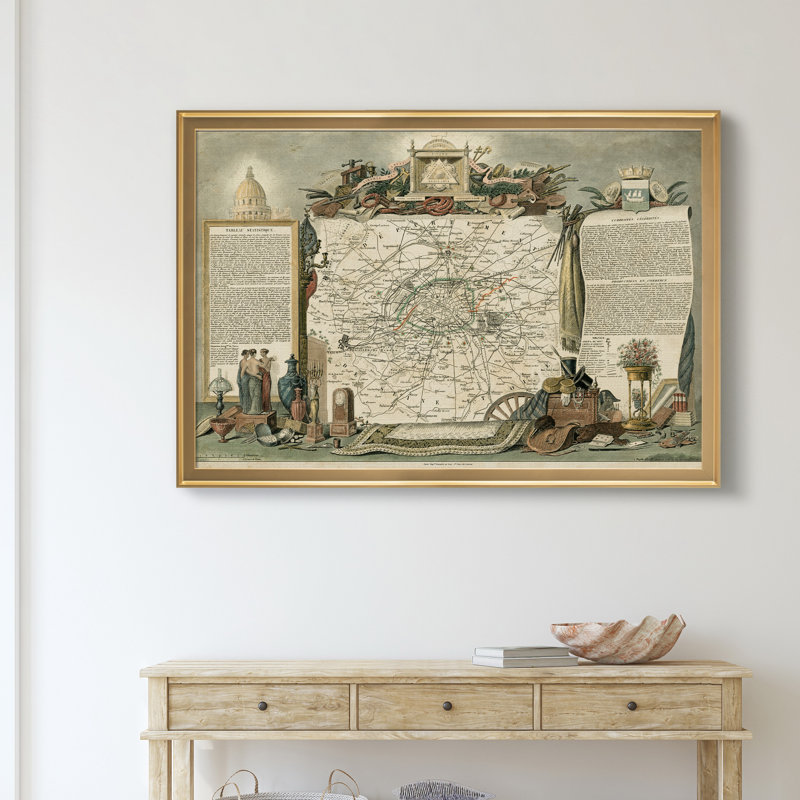 Atlas nationale illustre I-impression d’art graphique sur toile encadrée, H 18,5 po x l 24,5 po x P 1,5 po, Encadrement doré