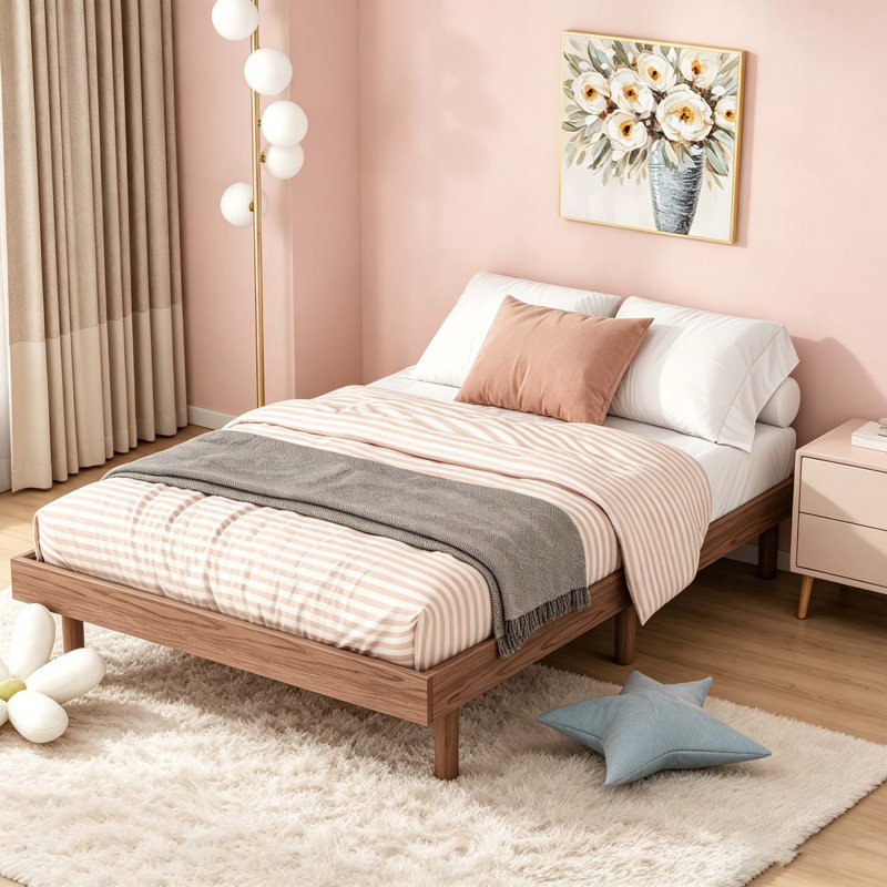 Bed Frame, Platform Bed, Twin Bed Frame Wood, Twin Frame, Floating Bed Frame, Twin, Brown