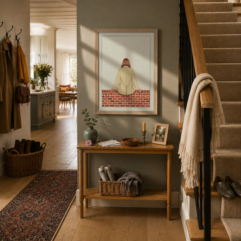 Solitary Perch Modern - Print, A2 - 59.4 x 42.0 cm, Oak