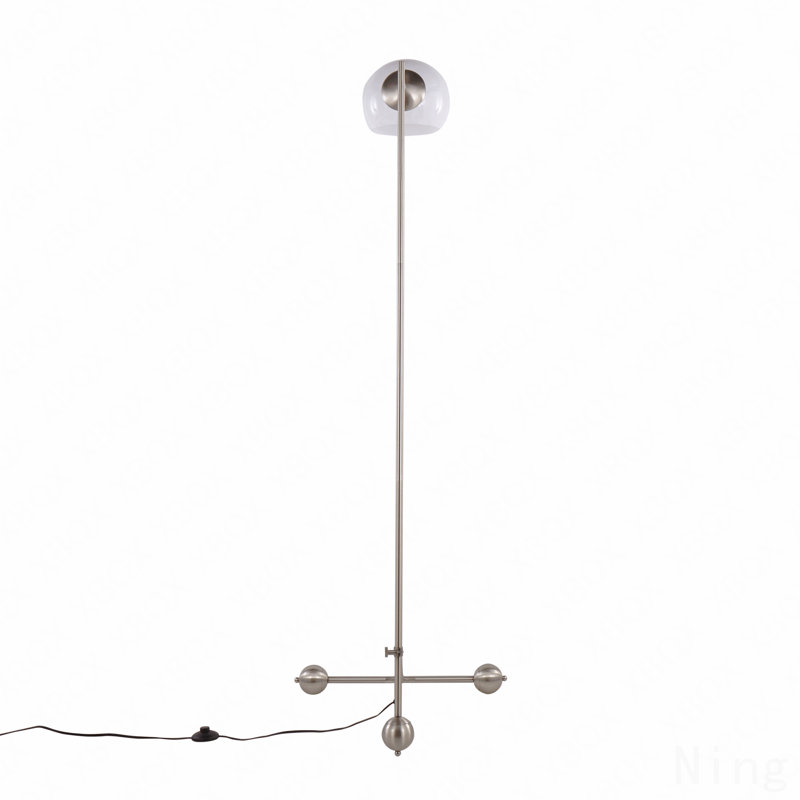 Contemporary Floor Lamp In Brushed Nickel With White Plastic Shade By Lumisource