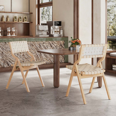 Chaises pliantes en bois, chaises pliantes, chaises de salle à manger en bois empilables pour la cuisine et la salle à manger, siège et dossier tissés, ensemble de 2 chaises de salle à manger