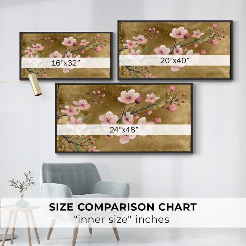 Branche de fleurs II - Toile tendue avec châssis encadré - Prêt à être accroché, Noir, H 17 po x l 33 po