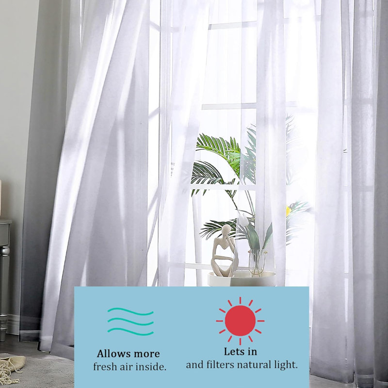 Sheer Curtains 2 Panels Set Rod Pocket Fimly Voile Solid Blush Window Curtain Panels For Living Room Bedroom Soft Voile Sheer Curtains & Drapes