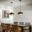Black Metal Dome Pendant Light with Golden Ring – Modern Ceiling Fixture for Kitchen, Dining & Living Room