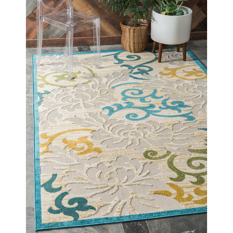 Tapis intérieur/extérieur bleu Fidela, Rectangle 7 pi 1 po x 10 pi