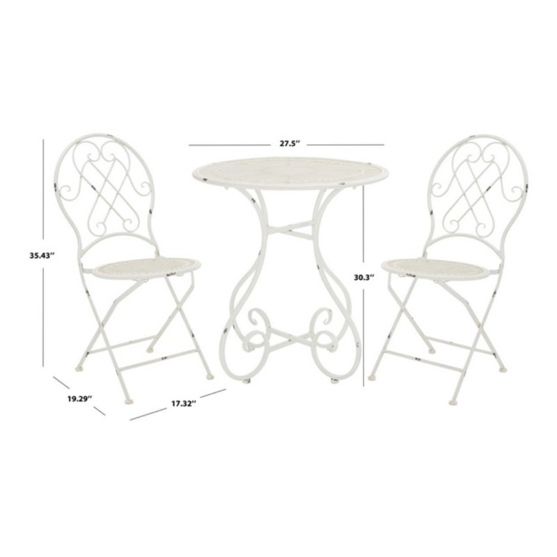 Craciuna 2 - Person Metal Patio Dining Set with Round Table, Antique White