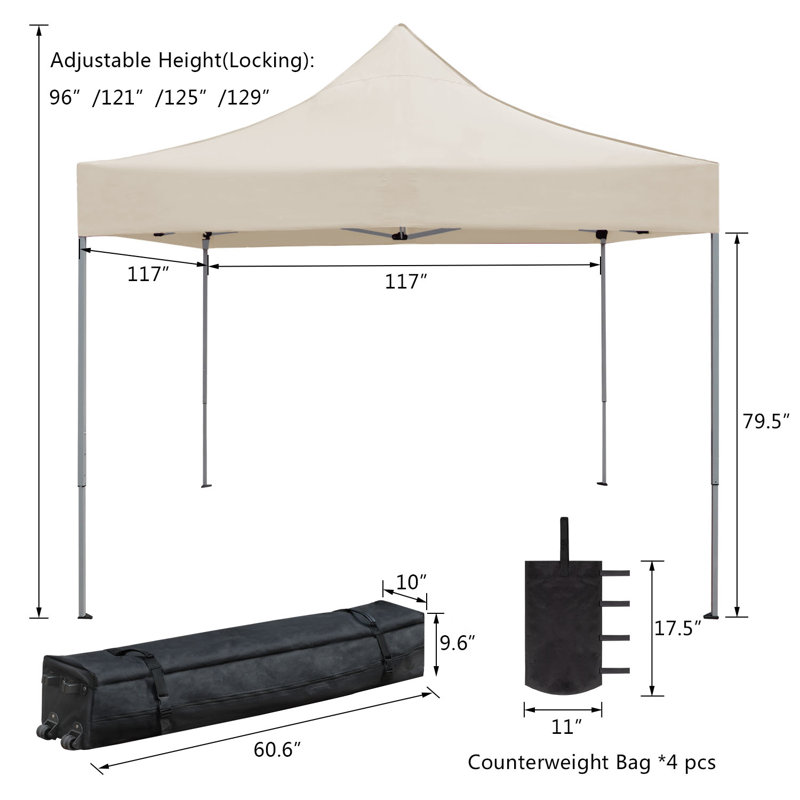 10 pi. X P 10 D Auvent escamotable en acier, Beige
