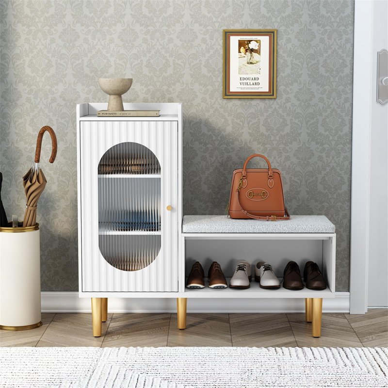 9 Pair Shoe Storage Cabinet, White