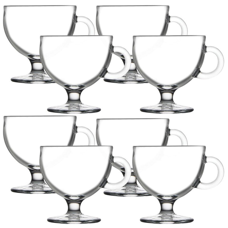 Pasabahce Glass Ice Cream Sundae Fruit Dessert Mugs Dishes Cups Bowls Handle, Set of 8