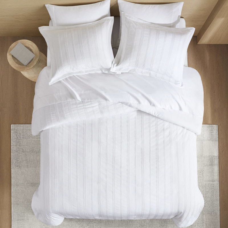 Couette 3 pièces à rayures tissées avec envers en microfibre, antidérapante, idéale pour les chambres à coucher