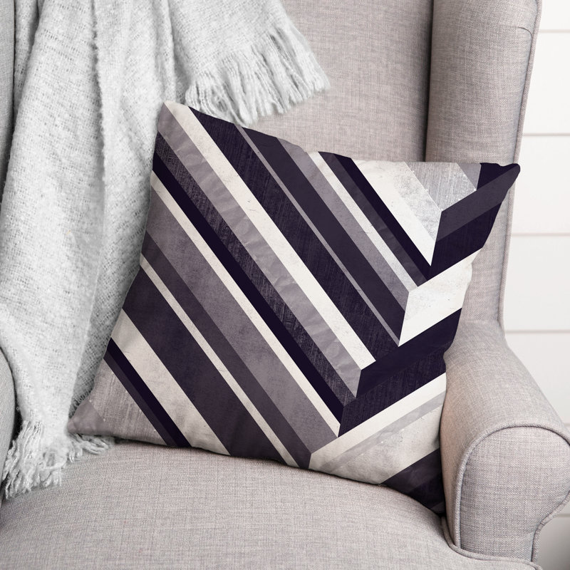 Striped Outdoor Reversible Throw Pillow, Navy