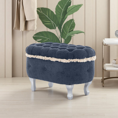 Bancs de rangement de 29,5 po, banc de bout de lit avec capitonnage à boutons, repose-pieds de rangement rembourré en tissu, banc de fenêtre avec frange, banc de rangement pour chaussures