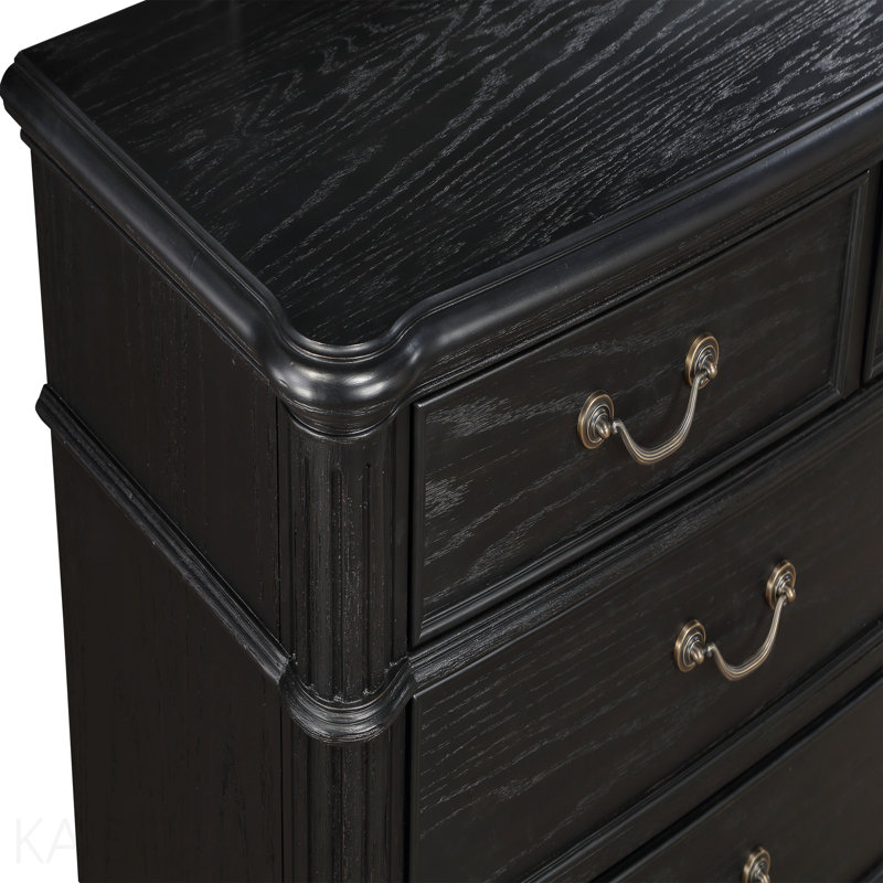 Table de chevet 3 tiroirs pour chambre à coucher, 1 poignée de tiroir antique rétro traditionnel noir