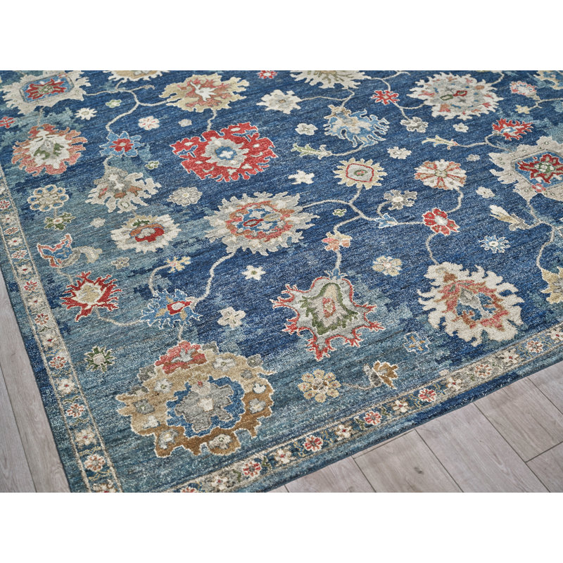 Oxford hand-knotted Ghazni Wool Blue Area Rug, 10'X14'