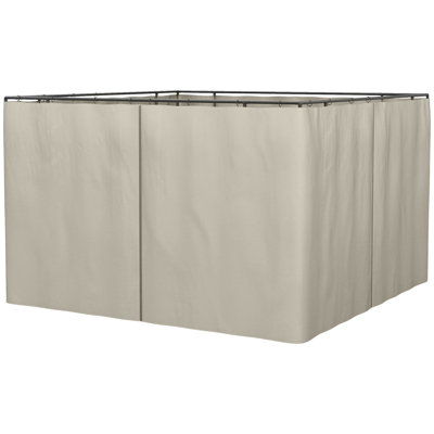 Outsunny 10' X 10' Universal Gazebo Sidewall Set With Panels, Hooks And C-Rings Included For Pergolas And Cabanas