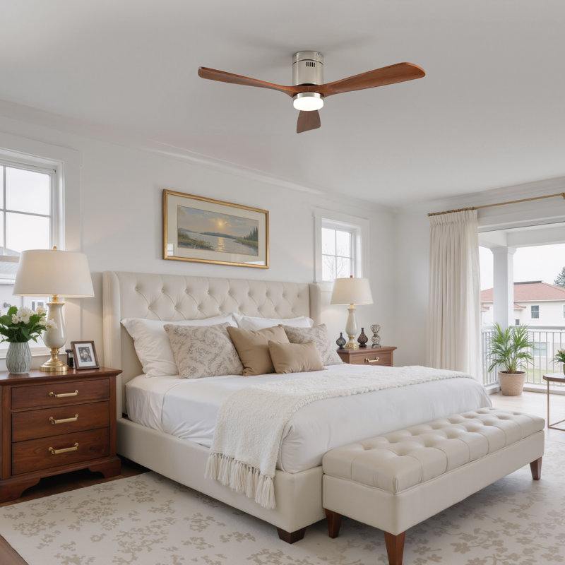 Ventilateur de plafond encastré à 3 pales Parzy de 52 po avec lumière, télécommande et moteur à courant continu pour le salon