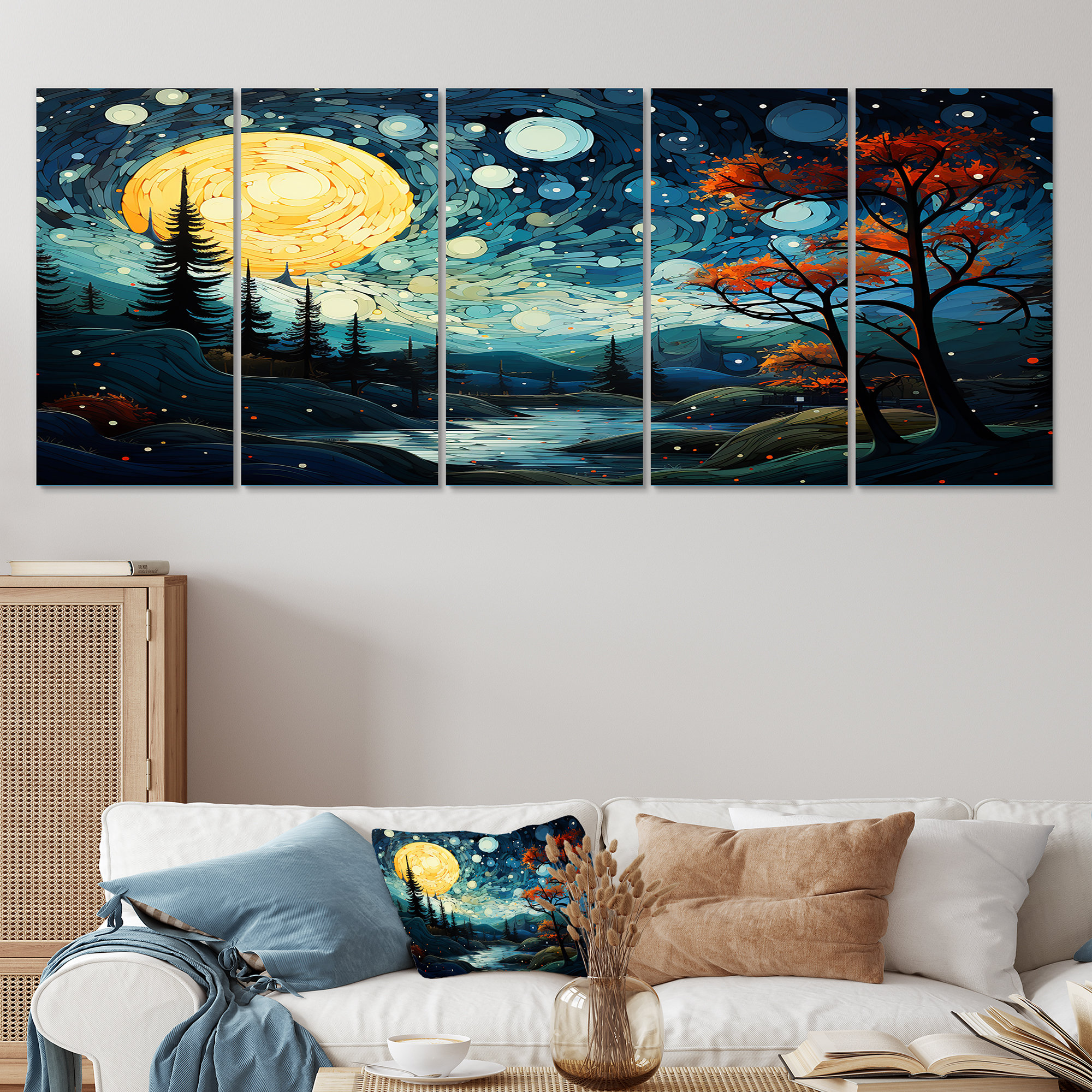 Latitude Run® Dreamy Mountain Scenery At Night III - Winter Landscape 5 ...