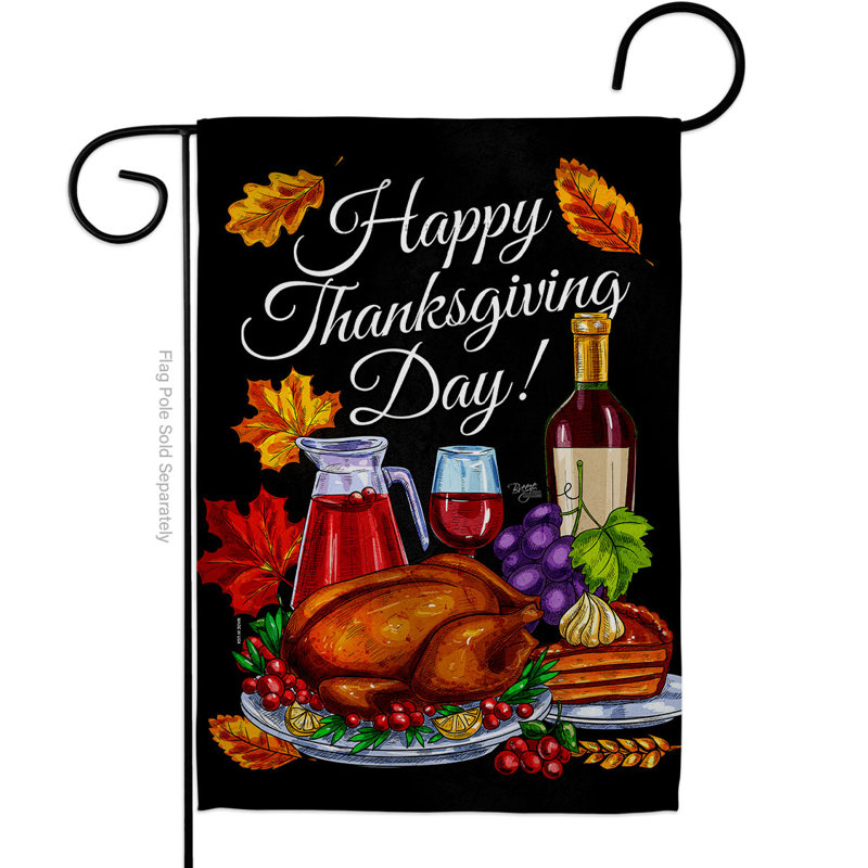Double Sided 18.5 in. H x 13 in. W Polyester Thanksgiving Garden flag