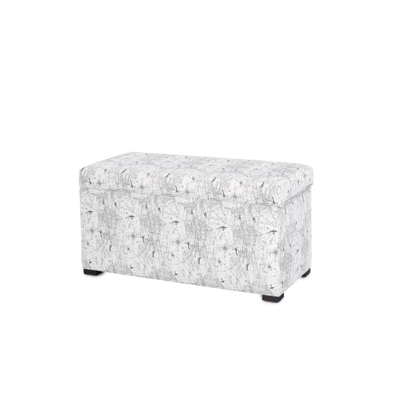 Birney Upholstered Storage Bench, Navy/White