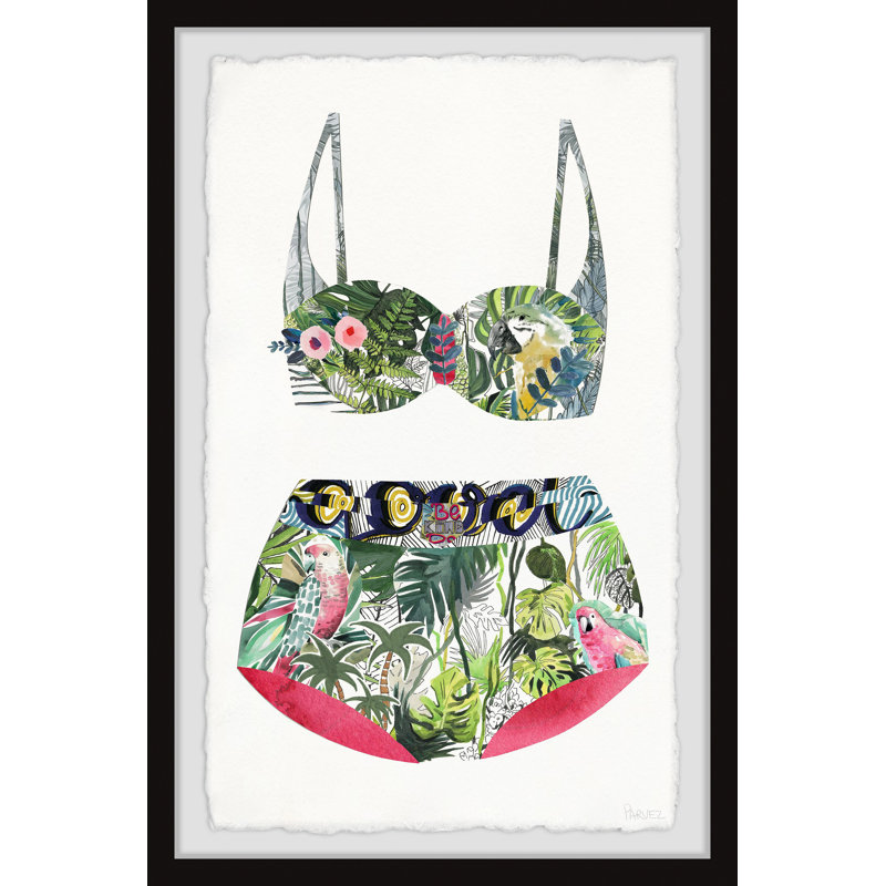«Tropic Paradise Swimsuit» par Parvez Taj - peinture encadrée, H 36 po x l 24 po x P 1,5 po