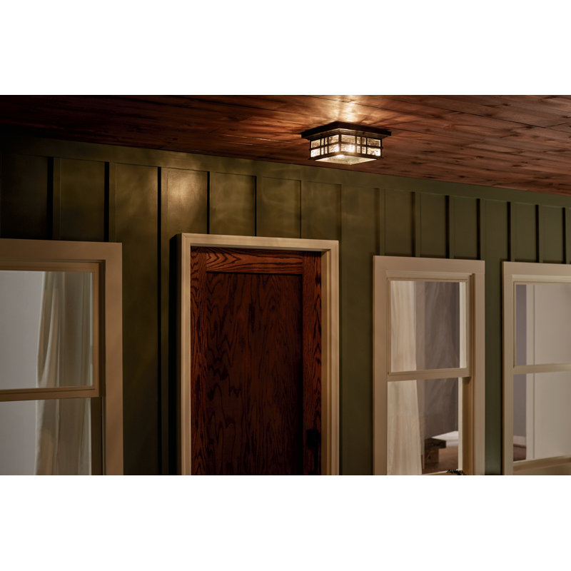 Olde Bronze 12" Glass Square Flush Mount Ceiling Light
