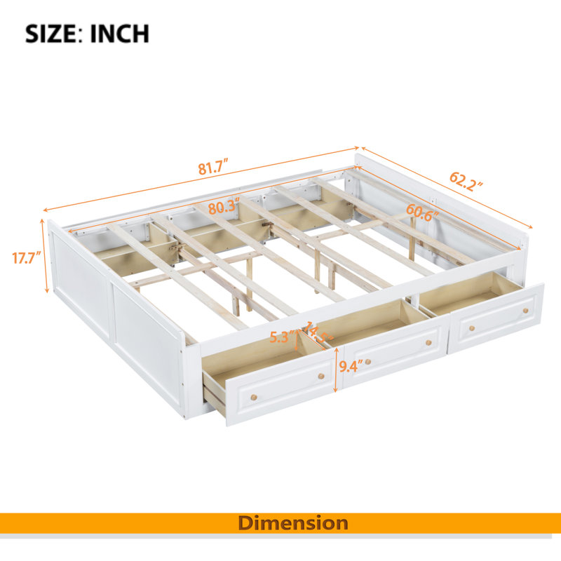 Lark Manor™ Wood Queen Size Platform Bed Frame With 6 Drawers | Wayfair