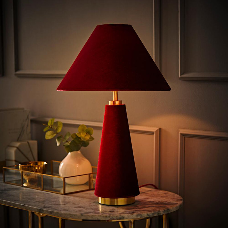 Alliette Fabric Table Lamp, Red, Red