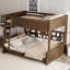 Lit double superposé au-dessus de grand lit double avec armoires de rangement et ports USB-133138908