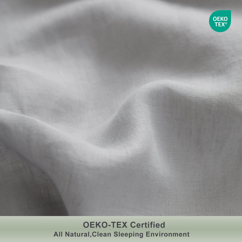 TOSMO 100% Linen Duvet Cover Set with Button Closure,Soft Breathable Durable Farmhouse Bedding, Light Grey
