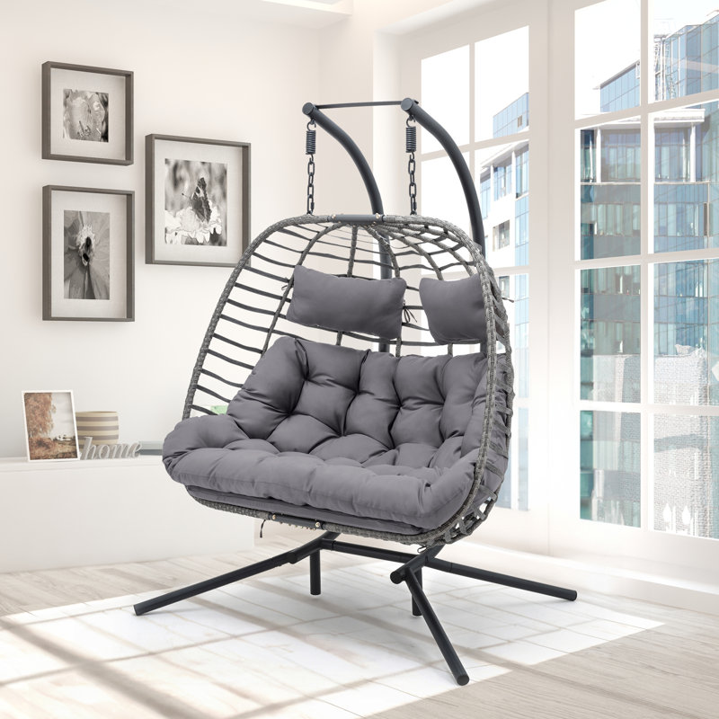 Burhans 2 Person Swing Chair with Stand, Anthracite
